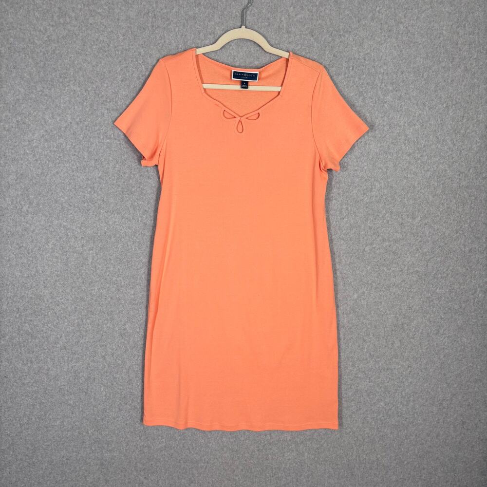 Karen Scott Sport Shirt Dress Medium Knee T Cotton Stretch Cut Out Basic Comfort
